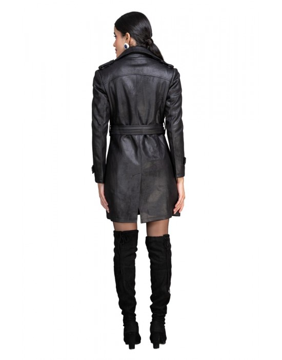 Women Coat Vanta black with belt